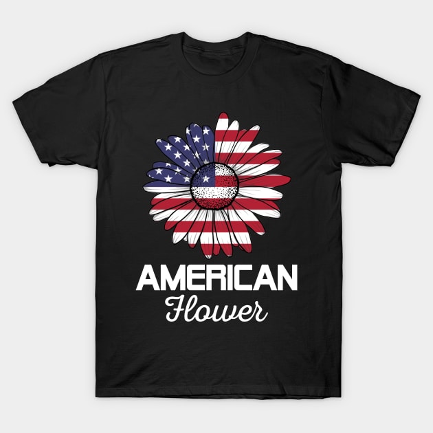 American Flower America Flag 4th July T-Shirt by Terryeare